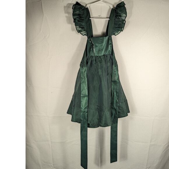 Altar’d State L Hunter Green Ruffle Strap Mini Dress NWT Party Holiday Satin - Picture 4 of 5